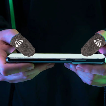 2 Pcs Game Fingertip Gloves Sweatproof Anti-Slip Gamer Thimbles Touch Screen Finger Sleeve Breathable Fingertip Cover for Gamer