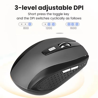 2.4G Wireless Mouse Gaming Mouse Ergonomic Mouse 6 Buttons 800-1200-1600 DPI Optical Office Mouse Mice for PC Laptop Macbook